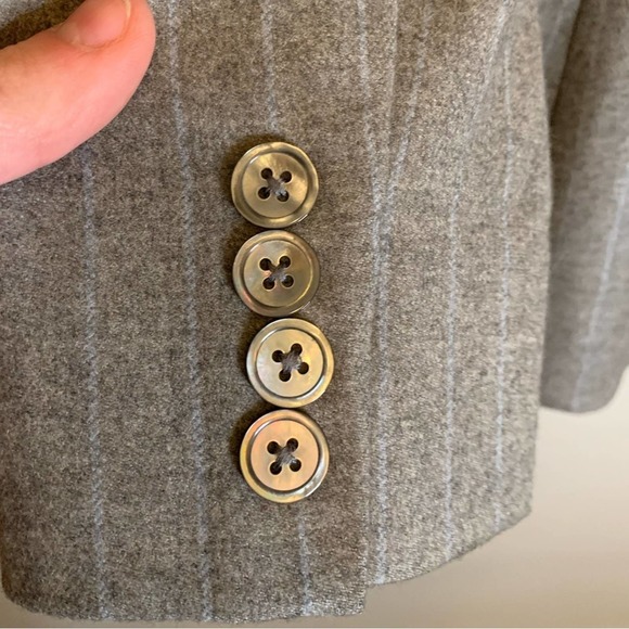 Ralph Lauren | Black Label Gray & Light Blue Pin Striped 2 Piece Pantsuit Size 4 - Picture 7 of 14